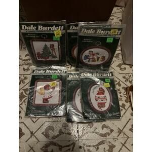 NIP Vintage Dale Burdett Country Christmas Cross Stitch Bundle Bears (6) 1980s
